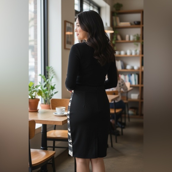 New!! Nikibiki Tan & Black Pencil Skirt with Lace​​ - Picture 3 of 6